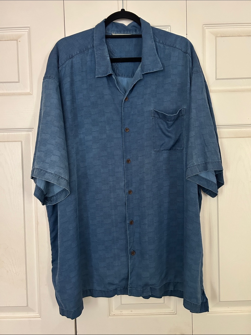 Tommy Bahama Relaxed Short-Sleeve Button-Down Slate Blue Silk Resortwear XXL